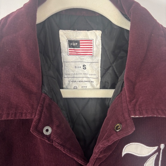 HUF Maroon Corduroy Varsity Jacket • Small - Picture 3 of 4